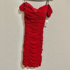 NWT Sexy Red Shimmer Ruched Dress Valentines Day Ready